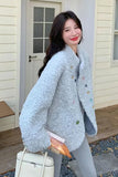 faux lamb jacket women, blue winter jacket women, colorful button jacket, cozy winter coat women, korean style jacket, aesthetic winter outfit, soft girl fashion jacket, warm stylish coat women