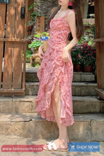 Sweet Floral Pattern Ruffles A-Line Dress
