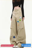 Loose Sea Themes Pattern Embroidered Casual Pants