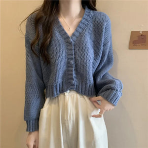 V-Neck Button Up Knitted Cardigan Sweater