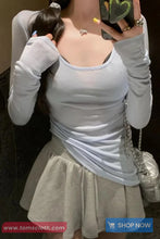 Long Sleeve U-Neck Sexy Shirt