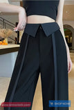 High Waist Loose Lined Office Long Pants