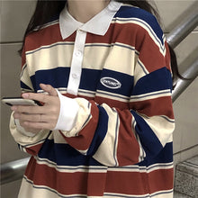 Long Sleeve Turn Down Collar Striped Shirt