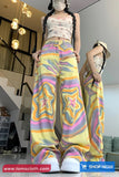Loose Colorful Tie Dye Stars Denim Pants