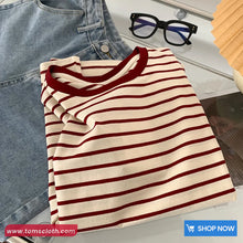 Short Sleeve Retro Casual Striped Shirts