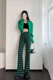 High Waist Elegant Argyle Pattern Flare Pants
