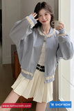 Long Sleeve Retro Lace Patchwork O-Neck Jacket