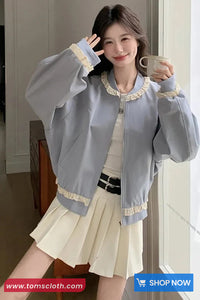 Long Sleeve Retro Lace Patchwork O-Neck Jacket