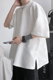 Loose O-Neck Side Button Men Shirts