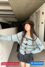 Long Sleeve Striped Cute Bow Knitted Sailor Collar Sweater