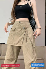 High Waist Casual Buckle Irregular Style Long Pants