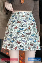 High Waist Butterfly Pattern Mini Skirts