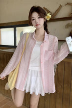 Long Sleeve Retro Pattern See Through Blouse Shirts