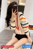 Striped Color Hollow Style Casual Sweater