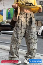 Loose Brown Camouflage Cargo Pockets Pants