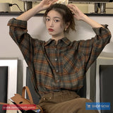 Long Sleeve Classic Plaid Blouse Shirt