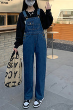 Loose Wide Leg Blue Denim Jumpsuits