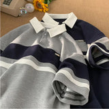 Vintage Turn Down Collar Striped Shirt
