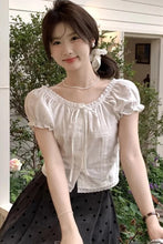 Short Sleeve Bow Knot Cute Cropped Slim Shirts