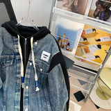 Two Style Hooded Knitted Denim Jacket