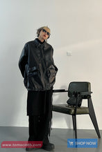 Long Sleeve Front Pockets Streetwear Leather Jacket