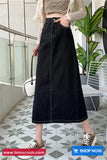 High Waist Medium Length Denim Skirts