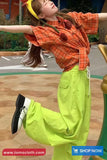 Loose Short Sleeve Orange Plaid Summer Blouse Shirt