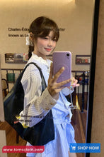 Long Sleeve Cute Bow Striped A-Line Dress