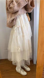 High Waist Elegant Bow Long Mesh Tulle Skirts