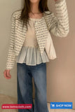 Long Sleeve Elegant Striped Tweed Jacket