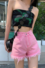 High Waist Tassel Style Denim Shorts