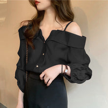 Long Sleeve Sexy Off Shoulder With Straps Blouse Shirt