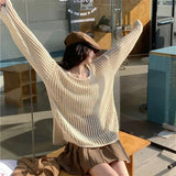 Long Sleeve Hollow Out Thin Sweater