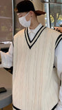 Vintage V-Neck Knitted Men Vest Sweater