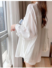 Long Sleeve Simple Semi Transparent Office Blouse Shirt