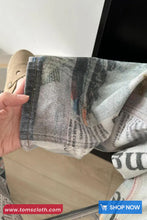 High Waist Newspaper Pattern Jeans Pants