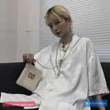 Short Sleeve Dragon Pattern Chinese Style Blouse Shirt