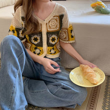 Short Sleeve Flower Embroidery Crochet Shirts