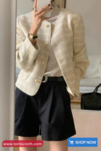 Long Sleeve Vintage Plaid Winter Tweed Jacket