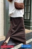 Vintage Polka Dots Pattern Long Brown Skirts