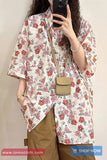 Short Sleeve Cute Floral Pattern Blouse Shirt