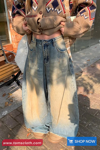 Loose Vintage Colors Denim Jeans Pants