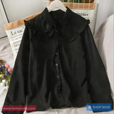 Long Sleeve Drawstring Collar Elegant Office Blouse Shirt