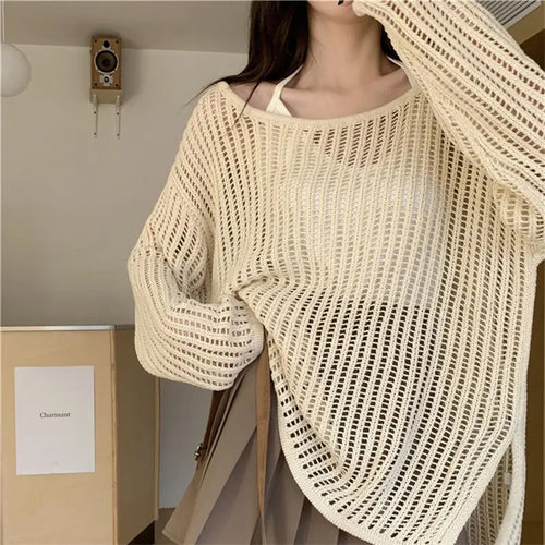 Long Sleeve Hollow Out Thin Sweater