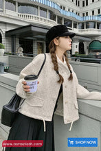 Loose Semi High Collar Retro Tweed Jacket