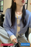 Long Sleeve Daisy Button O-Neck Knitted Cardigan Sweater