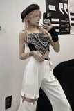 Hip Hop Belted Chain Hollow Long Pants