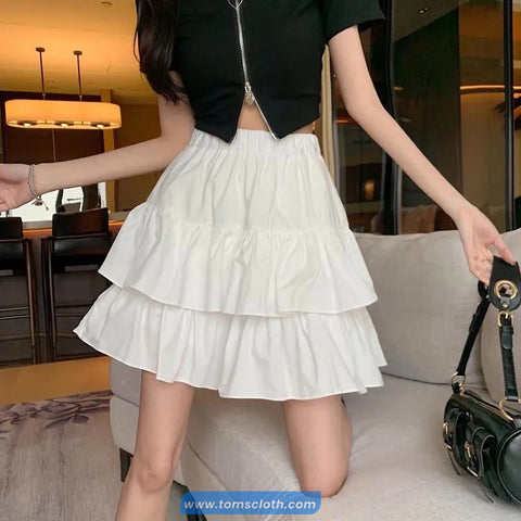 Elastic Waist A-Line Ruffles Mini Skirt