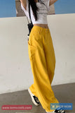 High Waist Retro Yellow Denim Long Pants