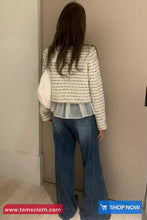 Long Sleeve Elegant Striped Tweed Jacket